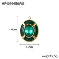 Vintage groene zirkoon hanger met gouden montuur en donkergroene emaille finish - Groen Emaille Groene Zirconia / Groen Goud