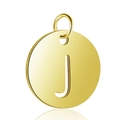 Pendentif rond en acier inoxydable doré poli avec lettre J ajourée pour bijoux - Or Lettre Creuse J (T514G-J)