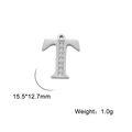 Silver stainless steel T-letter pendant with sparkling zircons weighing 1.0g - Letter T