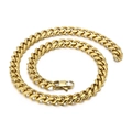 Men's hip-hop gold stainless steel Cuban link chain necklace with secure clasp closure - Gold Necklace 45cm (KN203095-Z)