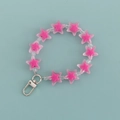 Pink translucent star bead keychain with transparent beads and metallic clasp - Pink and Clear Star Style (B344-2)