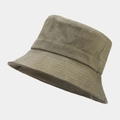 Detail of olive green cotton bucket hat with ventilation holes and stitched brim - M (56-58cm) / Olive Green
