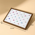 Walnut wood jewelry display tray for rings with 35.5x25x3cm dimensions and white lining - Horizontal Ring Slots Tray / Large