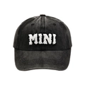 Washed black cotton baseball cap for kids with white MINI towel embroidery detail - MINI Style / Black