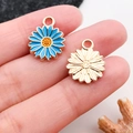 Gänseblümchen Anhänger in Blau mit Gold-Finish für DIY-Schmuck und Armbänder - Seeblauer Kleiner Sonnenblumen-Anhänger