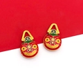 Chinesischer roter Emaille-Löwentanz-Anhänger in Sandgold für DIY-Schmuck - 1 Stk. Chinesischer Stil Neujahr Tunjinshou Mutter Anhänger-12x19mm