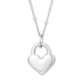 Elegante collana con ciondolo a lucchetto a cuore lucido e catena a sfere su sfondo bianco - Lucchetto a Cuore Argento (KN235270-Z)