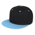 Flat brim snapback hat in black and sky blue twill cotton with side eyelets detail - Lake Blue Brim and Black