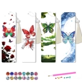 DIY 5D diamond painting bookmark set featuring 4 floral butterfly designs with tassels - Butterfly Rose