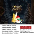 Golden snowman Christmas static window cling with festive tree and Merry Christmas text - SDUV-276 Static Glue-free / Small (40*55CM)