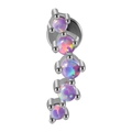 Pendiente vertical de acero plateado con cinco vibrantes piedras de opalo multicoloras - 1.2x6mm / Acero-Curvo de Opalo OP38