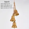 Trio di campane di Natale dorate in metallo su corda, decorazione rustica da parete - Campanaccio Stile B