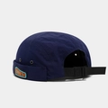 Detail of navy blue nylon docker hat with RIDER embroidery and adjustable buckle strap - Adjustable / Navy Blue