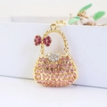 Creative handbag keychain with pink rhinestones and a bow on a white background - 5.5*4 / Pink