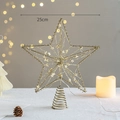 Golden iron Christmas tree topper star with LED lights and spiral base, 25cm size - Golden Star Tree Top Topper 25cm With Light