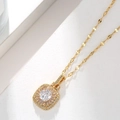 Elegant gold necklace featuring a square pendant set with brilliant sparkling zircons - X0196 Square Zirconia