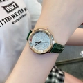 Women's rose gold watch with dark green crocodile leather strap and full diamond dial - Rose Gold Case Green Leather