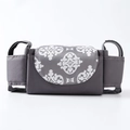 Gray stroller organizer bag with geometric pattern cover and side bottle holders - Dark Grey British Style