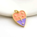 Colgante corazón de zodiaco en oro de 18K con esmalte y símbolo de Aries - Estilo Aries B (09)