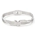 Silver stainless steel butterfly bracelet with matte finish and sparkling crystals - Silver