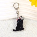 Cute black cat acrylic keychain with heart detail and sturdy metal clasp on bag - Style 6 Little Black Cat [B261]