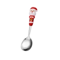 Cucchiaio natalizio in acciaio inox con manico a cartone animato Babbo Natale su sfondo bianco - Cucchiaio Babbo Natale Grande / Argento