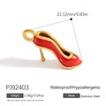 Red high heel pendant in stainless steel for DIY jewelry making, 21.12mm length - PJ92403-Red High Heels
