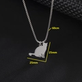 Collier avec pendentif chat assis en acier inoxydable argenté et chaîne de 60 cm - Silhouette de Chat Assis / Argenté