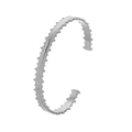 Elegant silver open bangle with serrated geometric edges in polished stainless steel - Y639-2 Silver Serrated Edge