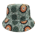 Gros plan du motif floral mandala vintage sur un chapeau bob en toile de coton - M (56-58cm) / Orange