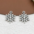 Silver snowflake alloy pendant charms for DIY Christmas bracelet making and jewelry crafts - 15x20mm Snowflake-8393