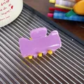 Glossy purple and yellow acrylic hair claw clip for women in dopamine candy colors - 4cm / Purple & Bright Yellow