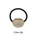 Black ponytail holder with a round gold alloy circle inlaid with sparkling rhinestones - 1081-3 Gold Circle