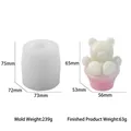 3D bear muffin cup silicone mold for handmade candles with size and weight measurements - Muffin Cup Bear Silicone Mold