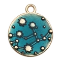 Golden zodiac Virgo charm with blue enamel for DIY bracelets and necklaces jewelry making - 1 Piece (14x16mm)