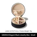 Elegant black velvet mini travel jewelry organizer with golden zipper for rings and necklaces - Small / Elegant Black