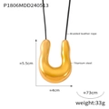 Colgante en U de acero de titanio dorado con cordón de cuero trenzado fino - Dorado (P1806-Collar Dorado)