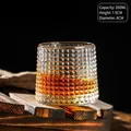 Bicchiere da whisky rotante da 200 ml con trama ad ananas e diametro di 8 cm - Motivo a Scacchi / Confezione Sfusa Singola
