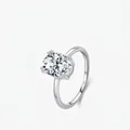 Eleganter Ring aus S925 Sterlingsilber mit einem großen ovalen Zirkonia-Hauptstein - US Größe 5 / Silber