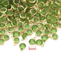 6mm gold stainless steel charm featuring green round birthstone crystal for DIY jewelry - Grass Green