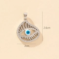 Detailed view of silver evil eye pendant with blue enamel and dimensions 2.6cm by 2cm - C-1 Style/White Base Minimalist Eye