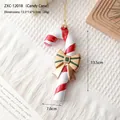 Christmas candy cane hanging ornament with red white stripes and golden bow decoration - Candy Cane (ZXC-12018)