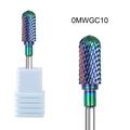 Rainbow plated carbide nail drill bit 0MWGC10 with cross-cut texture and white base - Staggered Twill Grinding Head (OMWGC10)
