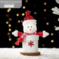 Christmas snowman candy jar with knit patterns and polka dot hat, size 21x23cm - White Knitted Snowman Apple Jar