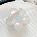 Elegante pinza para el pelo con flor de plumeria en azul claro y blanco crema brillante - Frangipani (Blanco Y Azul) / Blanco Azul