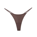String en soie glacée marron foncé à taille haute avec fines lanières en maille - S / Café Foncé
