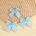 Light blue faux linen bow accessories with silver metal centers for Christmas decor - 7*7.5cm / Blue (Style 2)