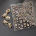 Stickers ongles 5D avec cadres floraux dorés et papillons sur faux ongles blancs - Style de Relief Rétro Français (CO-098)