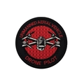Tactical drone pilot embroidery patch with red honeycomb pattern and velcro backing - Round Drone Pilot (Red)