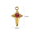 Pendentif étoile doré avec pierre rouge pour création de bijoux DIY, taille 13x8mm - Zircone Violette